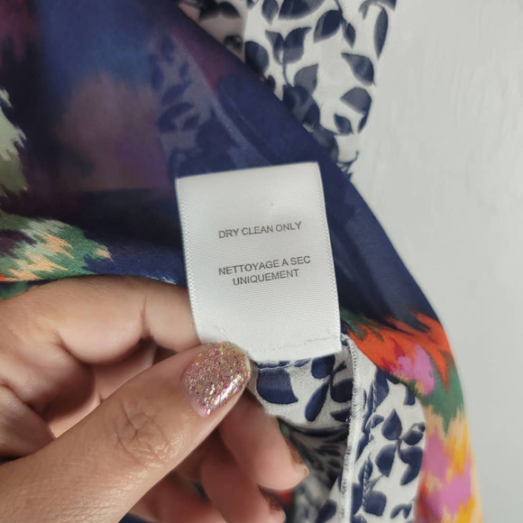 Joie Women's 100% Silk Bohan Floral Patchwork Top Blouse Blue Orange Size Small - Picture 6 of 6